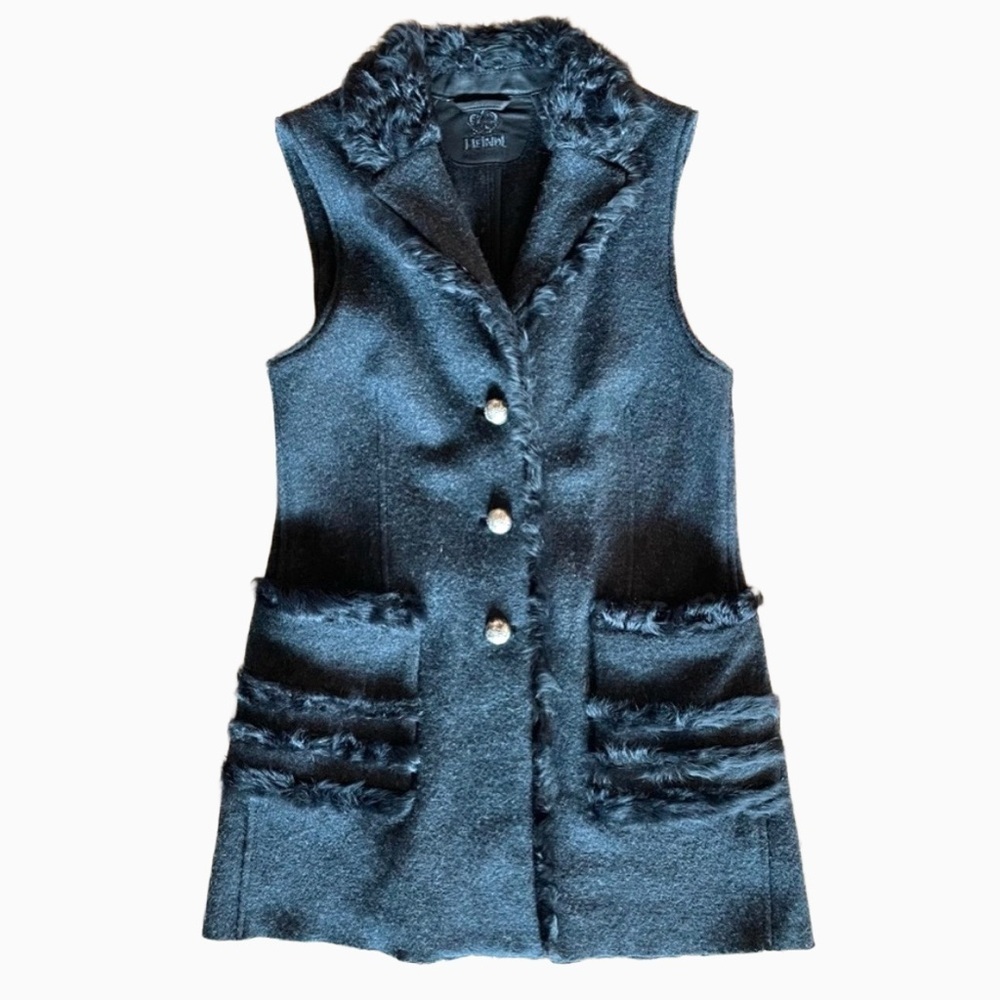 Meindl Heritage German Wool Rabbit Fur Trim Vest EU 38 US Small Gray
